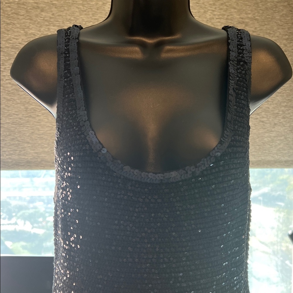 Black Sequin Sleeveless Dress/Holiday Party/Coctail Glam - Picture 5 of 8
